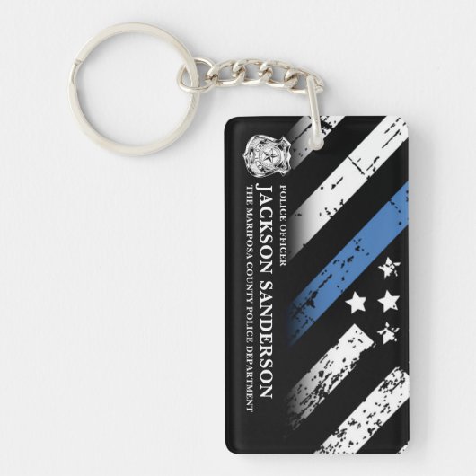 Logo van de politie Thin Blue Line Sleutelhanger (Voorkant)