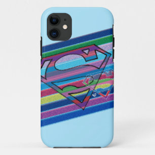 Logo van de Regenboog van Supergirl het Gestreepte iPhone 11 Hoesje