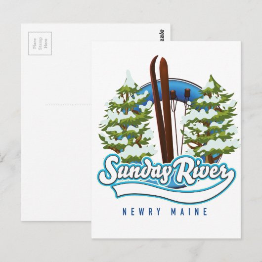 Logo van de Sunday River Newry Maine Briefkaart (Voorkant / Achterkant)