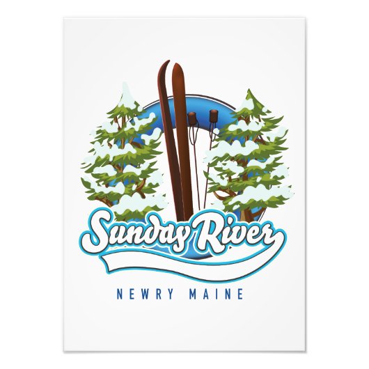 Logo van de Sunday River Newry Maine Foto Afdruk (Voorkant)