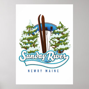 Logo van de Sunday River Newry Maine Poster