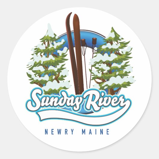Logo van de Sunday River Newry Maine Ronde Sticker (Voorkant)