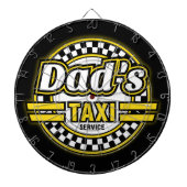 Logo van de Taxi Service van papa Dartbord (Voorkant)