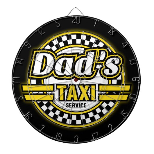 Logo van de Taxi Service van papa Dartbord (Voorkant)