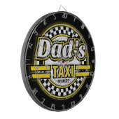 Logo van de Taxi Service van papa Dartbord (Voorkant Links)