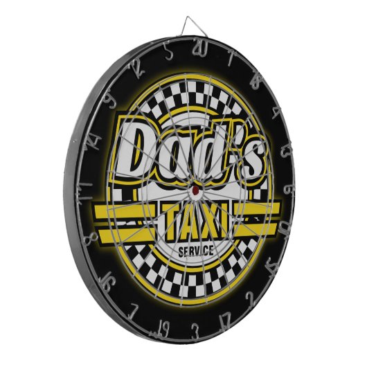 Logo van de Taxi Service van papa Dartbord (Voorkant Links)