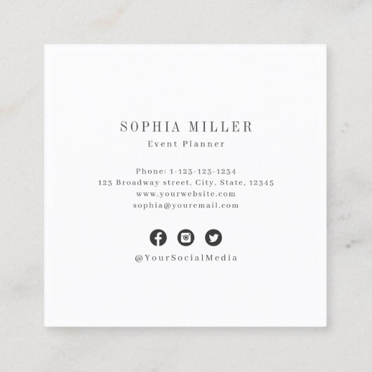 Logo van de zwarte grensonderneming vierkante visitekaartje (Achterkant)