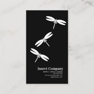 Logo van Dragonfly Pest Control Company Zwart Wit Visitekaartje