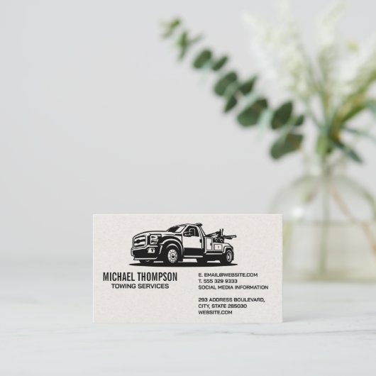 Logo van een trekkend vrachtwagen visitekaartje (Staand voorkant)