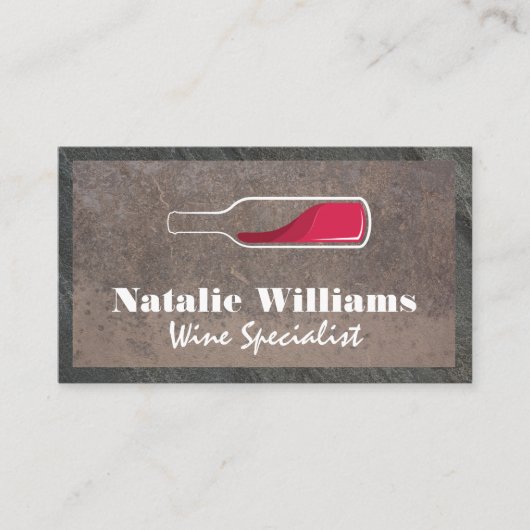Logo van fles rode wijn | Rustieke achtergrond Visitekaartje (Voorkant)