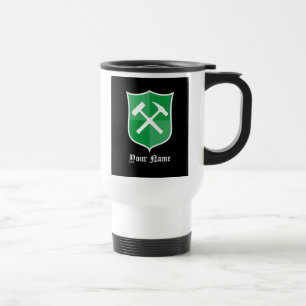 Logo van Geoloog met Gekruiste Steenhamer en Schil Reisbeker