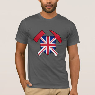 Logo van geoloogshamer - versie met Union Jack T-shirt
