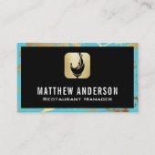 Logo van glanzend glas | Blauwgroen goudmarmer Visitekaartje (Voorkant)