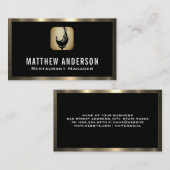 Logo van glanzend glas | Goudmetalen rand Visitekaartje (Voorkant / Achterkant)