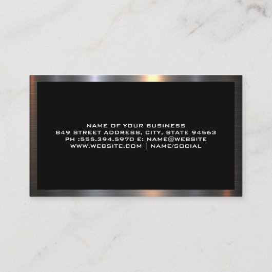 Logo van glanzend glas | Metaalgrens Visitekaartje (Achterkant)