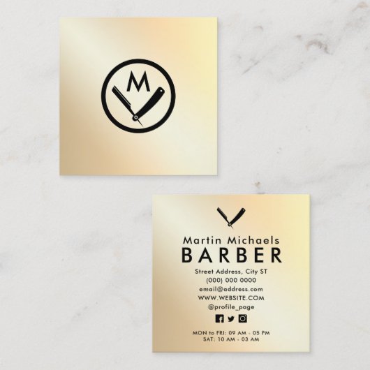 Logo van goudmakreel vierkante visitekaartje (Voorkant / Achterkant)