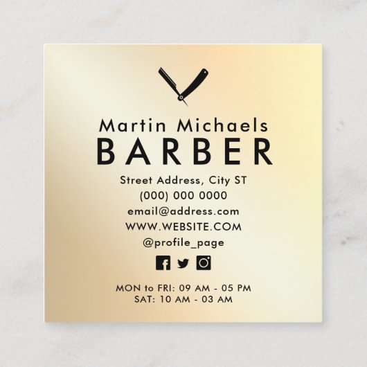 Logo van goudmakreel vierkante visitekaartje (Achterkant)