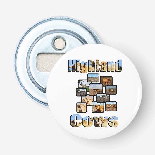 Logo van het Afbeelding van de hoge Koeien, Button Flesopener (Voorkant)
