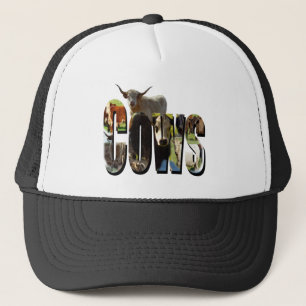 Logo van het Afbeelding van de koe met hoge Koe, Trucker Pet