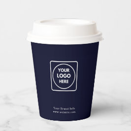 Logo van het bedrijf in marineblauw | Zakelijke me Papieren Bekers