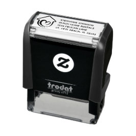 Logo van het bedrijf van een makelaar met retourad  zelfinktende stempel