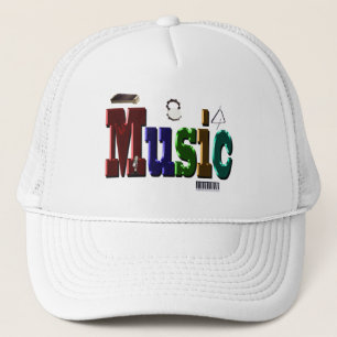 Logo van het muziekAfbeelding met instrumenten; Trucker Pet