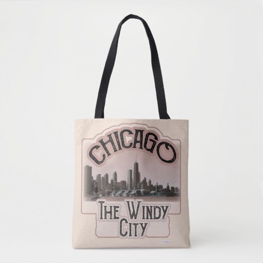 Logo van het stadsontwerp van Chicago Windy Tote Bag (Voorkant)
