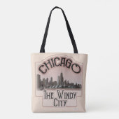 Logo van het stadsontwerp van Chicago Windy Tote Bag (Achterkant)