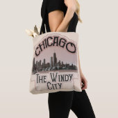 Logo van het stadsontwerp van Chicago Windy Tote Bag (Dichtbij)