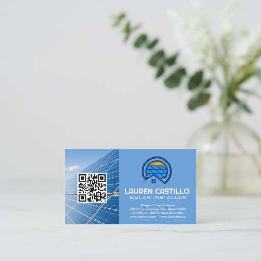 Logo van het zonnepaneel van het huis | QR-Visitek Visitekaartje (Staand voorkant)