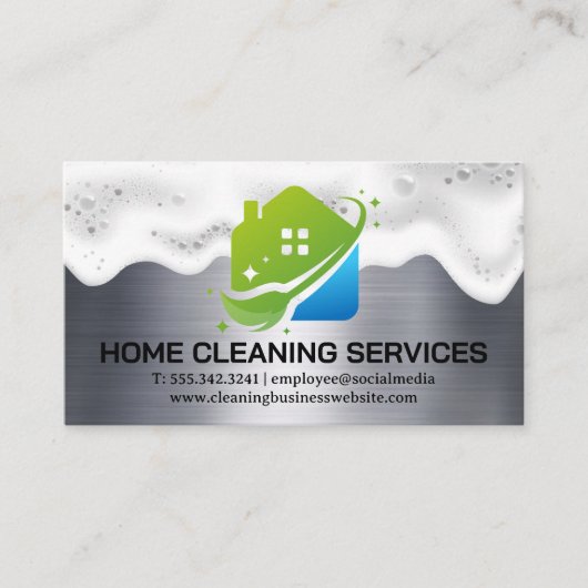 Logo van Huisreinigingservice | Soap Suds | Metaal Visitekaartje (Voorkant)