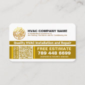 Logo van HVAC-bedrijf, slogans en QR-code | Luxe g Visitekaartje (Voorkant)