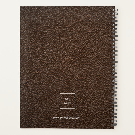 Logo van initialen van bruinledermonogram planner (Achterkant)