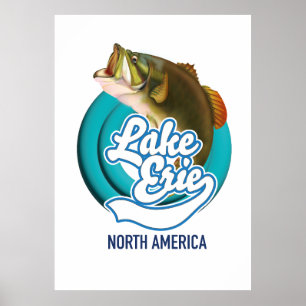 Logo van Lake Erie Noord-Amerika visvangst Poster