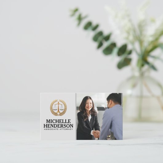 Logo van legale justitie | Handdruk zakelijke deal Visitekaartje (Staand voorkant)