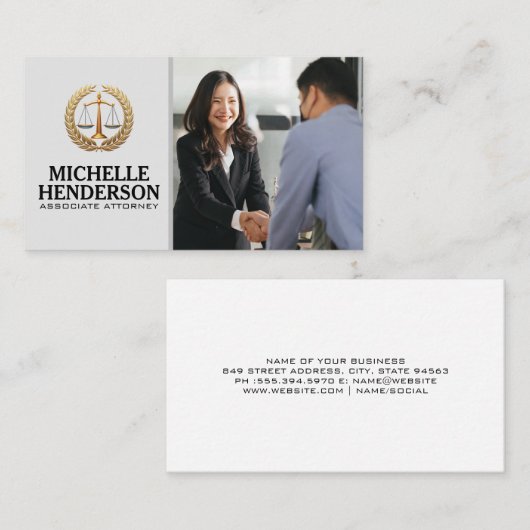 Logo van legale justitie | Handdruk zakelijke deal Visitekaartje (Voorkant / Achterkant)