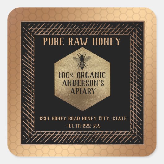  logo van Luxe roos goudhoning Vierkante Sticker (Voorkant)