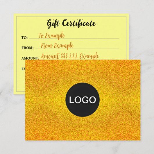 Logo van luxemerken, elegante gouden cadeaubon (Voorkant / Achterkant)