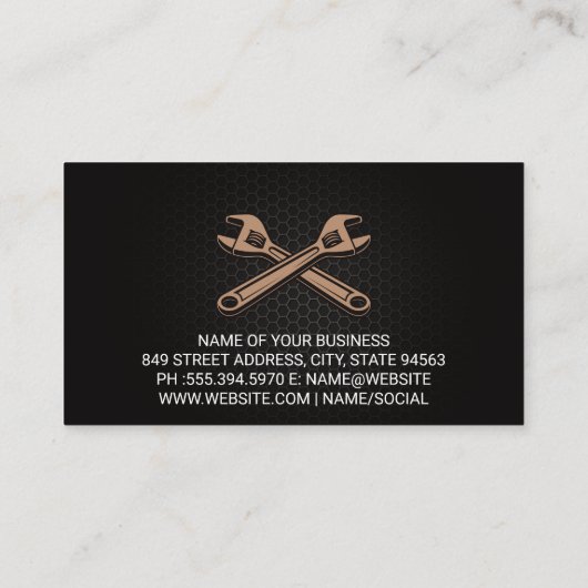 Logo van mechanische garage | Grafisch ontwerp spo Visitekaartje (Achterkant)