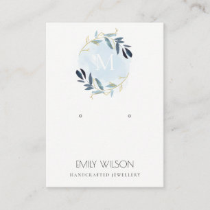 LOGO VAN MONOGRAM-EARRING VAN GOLD BLUE FOLIAGE VISITEKAARTJE