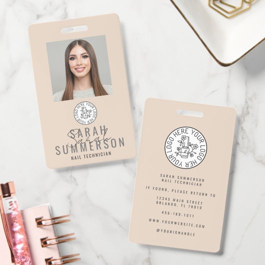 Logo van nagelstudio foto personeels-ID Badge (Kantoor)