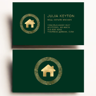Logo van onroerend goed huis Griekse sleutel frame Visitekaartje