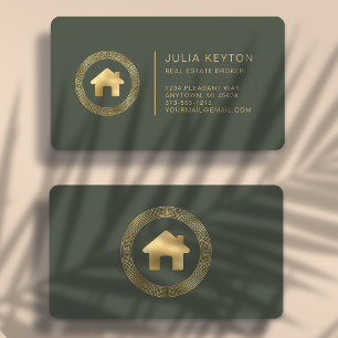 Logo van onroerend goed huis Sage Green Goud Afger Visitekaartje