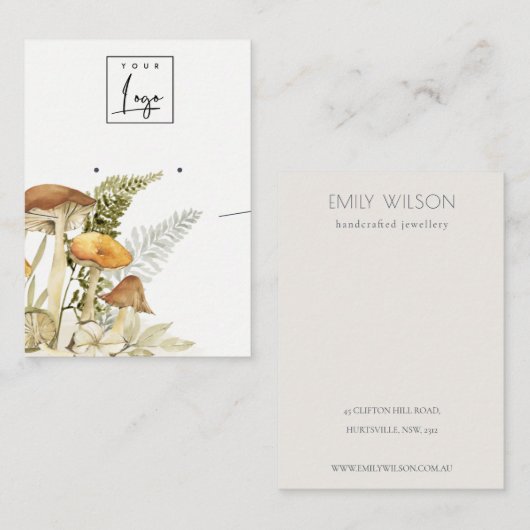 Logo van paddenstoel Fern Foliage die Ketting verd Visitekaartje (Voorkant / Achterkant)