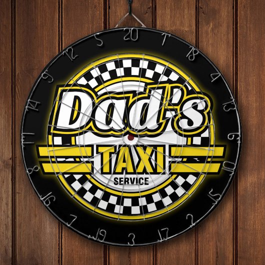 Logo van papa's taxi service dartbord