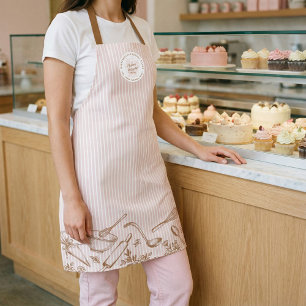 Logo van Pink Stripe Bakery Handgetekende Bakgerei Schort