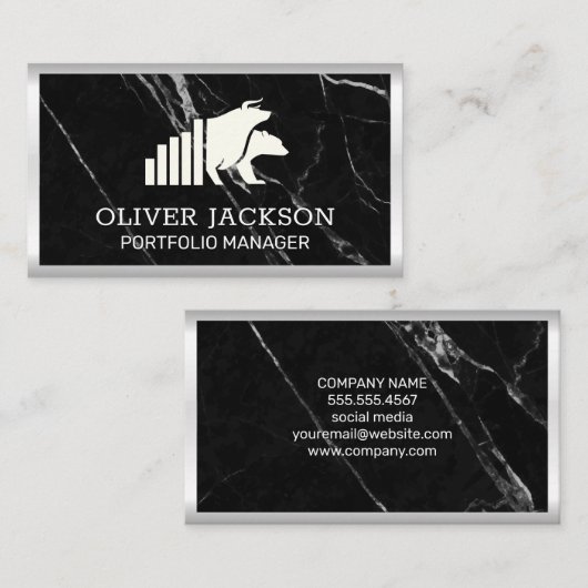 Logo van stier en beer | Aandelen Financiën Visitekaartje (Voorkant / Achterkant)