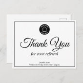 Logo van vastgoedbedrijf Aangepaste Realtor Bedank Briefkaart (Voorkant / Achterkant)