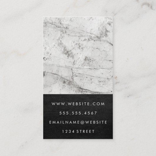 Logo van vastgoedontwikkelaar | Marmer | Leder Visitekaartje (Achterkant)