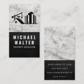 Logo van vastgoedontwikkelaar | Marmer | Leder Visitekaartje (Voorkant / Achterkant)